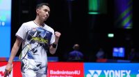 Jonatan Christie bertanding di babak pertama turnamen bulu tangkis All England 2026.